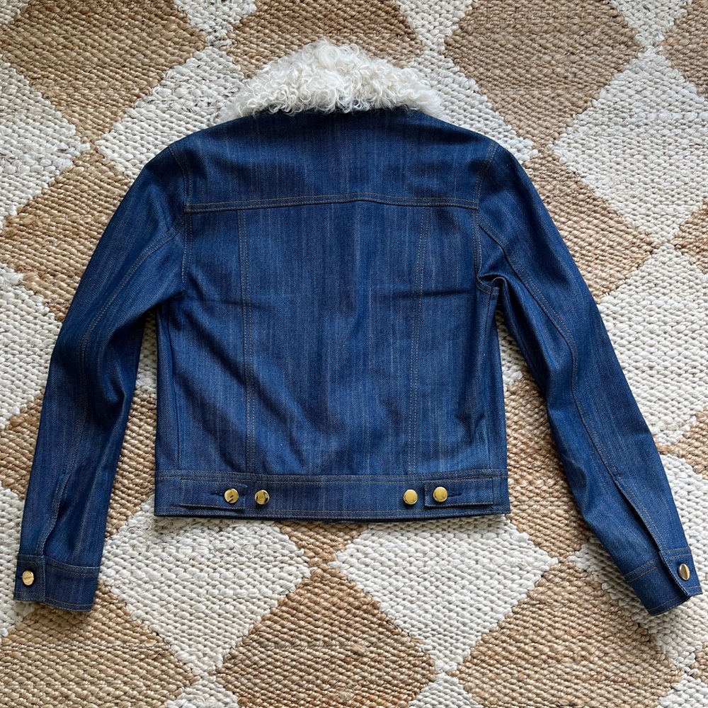 Derek Lam 10 Crosby Blue Denim Jacket with Removable Shearling Collar - Size 00 - Picture 3 of 16